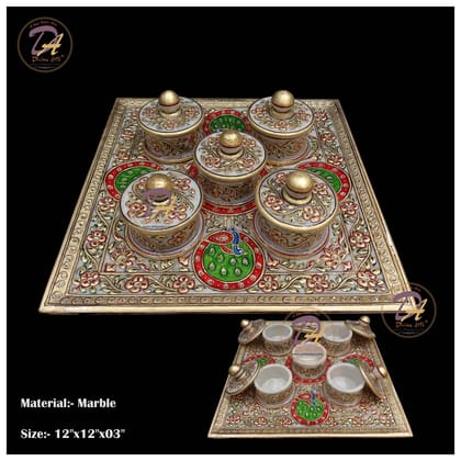 Marble Dry Fruit Box With Tray Marble Dry Fruit Box With Tray