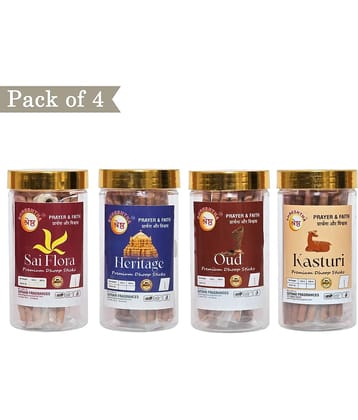 SHRESHTHA Incense Dhoop Sticks Oudh,Kasturi,Sai Flora,Heritage 400 gm ( Pack of 4 )