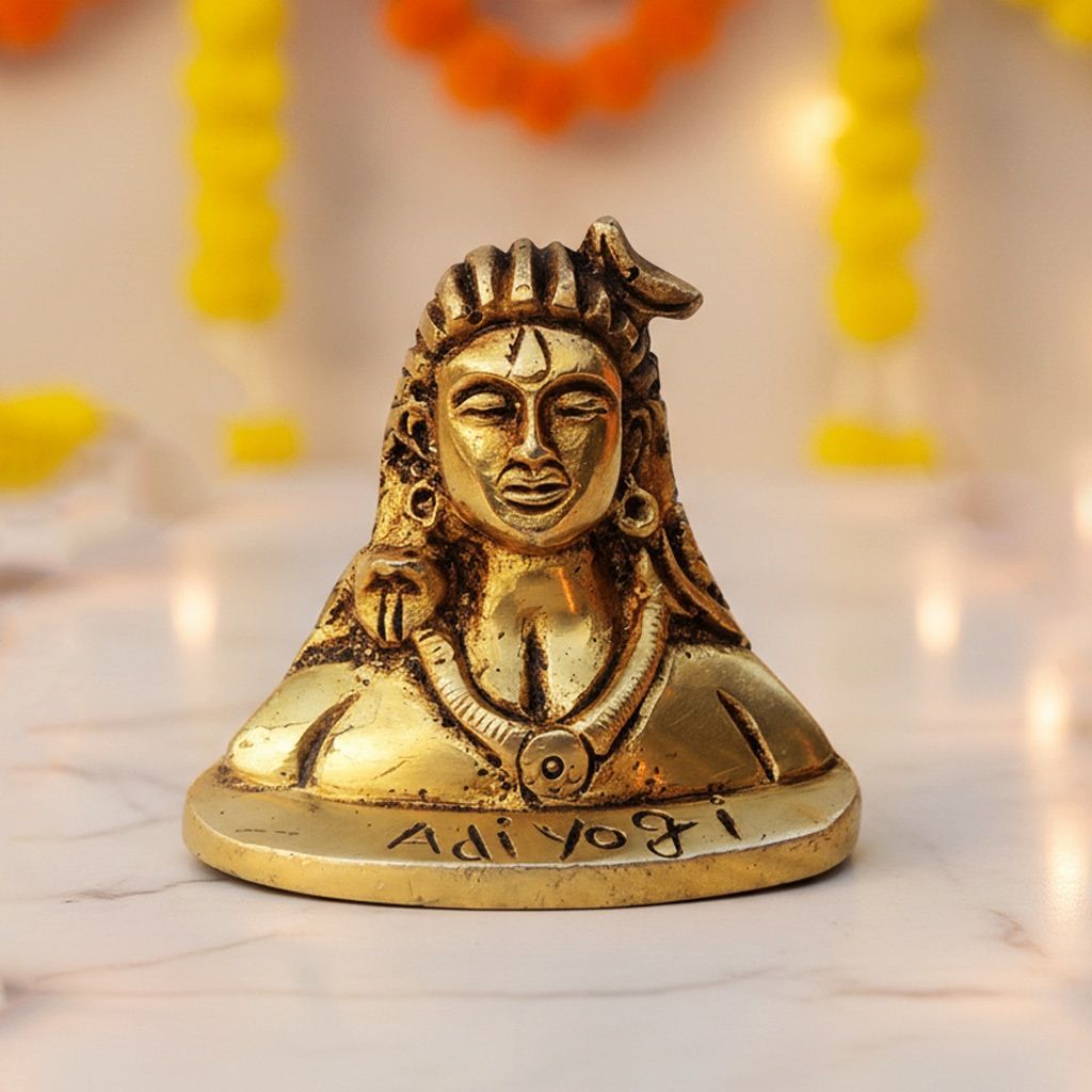Brass Adiyogi Decorative Statue | Spiritual Home Decor, Height : 2.2 Inch (BSMAS1400 B)