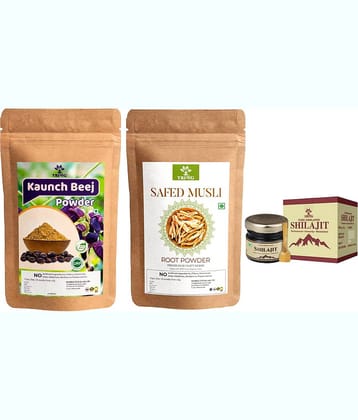 Trivang Safed Musli,Kaunch Beej Powder (2 x 100g) & Shilajit 20g 220 g Pack of 2