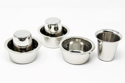 RK Kumbakonam Stainless Steel Traditional Dabara Set | Coffee Dabara Set | South Indian Filter Coffee Tumbler Set (Silver, Pack of 3)