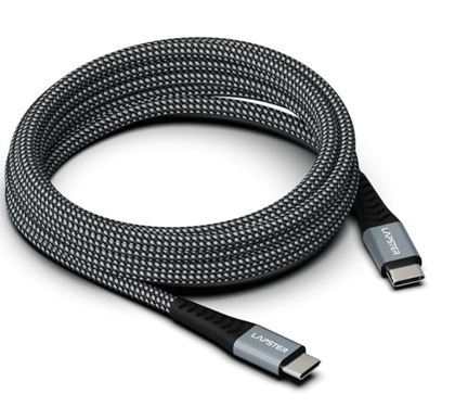 Lapster Rapidzz 60W Fast Charging 1M Braided Type C to Type C Cable for Smartphones, Tablets, Laptops & other Type C devices, PD Technology, 480Mbps Data Sync-zebra