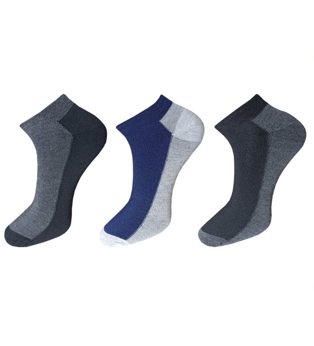 3-Pair Set Unisex Casual Cotton Solid Ankle Length Socks (Multicolor)