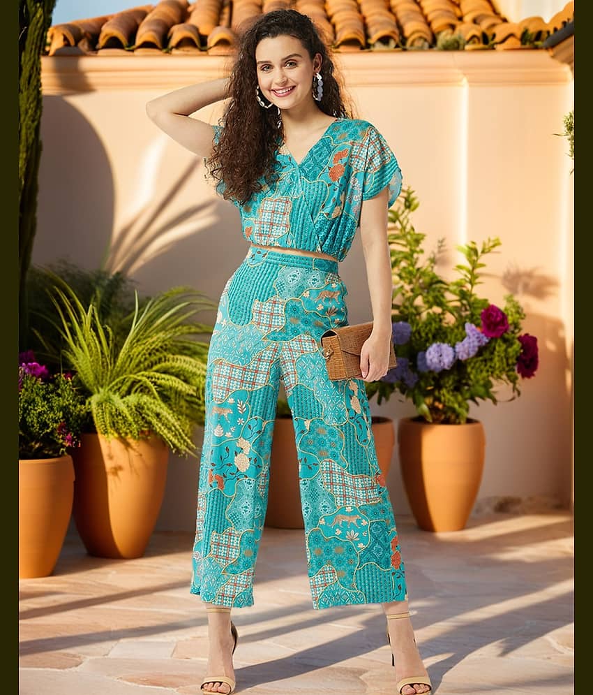 Zima Leto Women's Polyester Wrap Top ( Green )