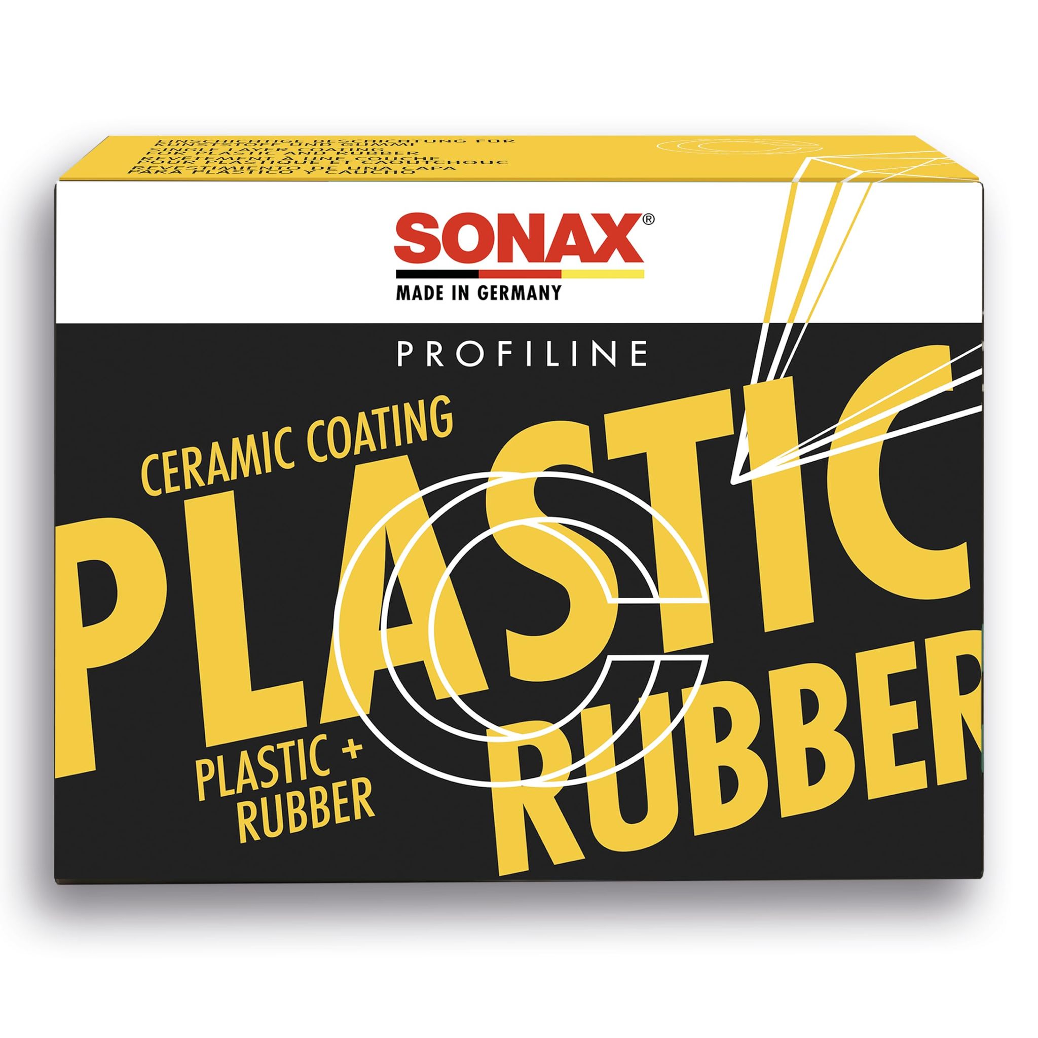 SONAX Profiline Plastic & Rubber Ceramic Coating (50ml) | Professional Car Sealers | Dirt & Water Repellent | Enhances Color Depth & Repels Water and Dirt | Includes 4 Application Pads