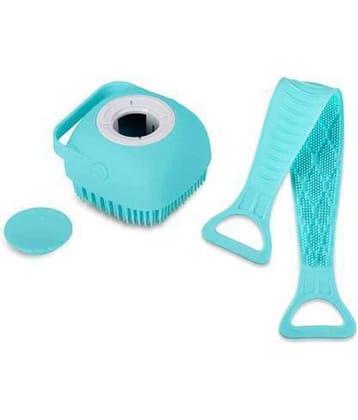 DREAMWORLD 2 Pcs Combo Silicone Soft Bath Body Brush with Shampoo Dispenser Back Brush Ultra  Scrubber Deep Cleaning Gentle Massage SMART Kids Men Women use in Shower Scrub