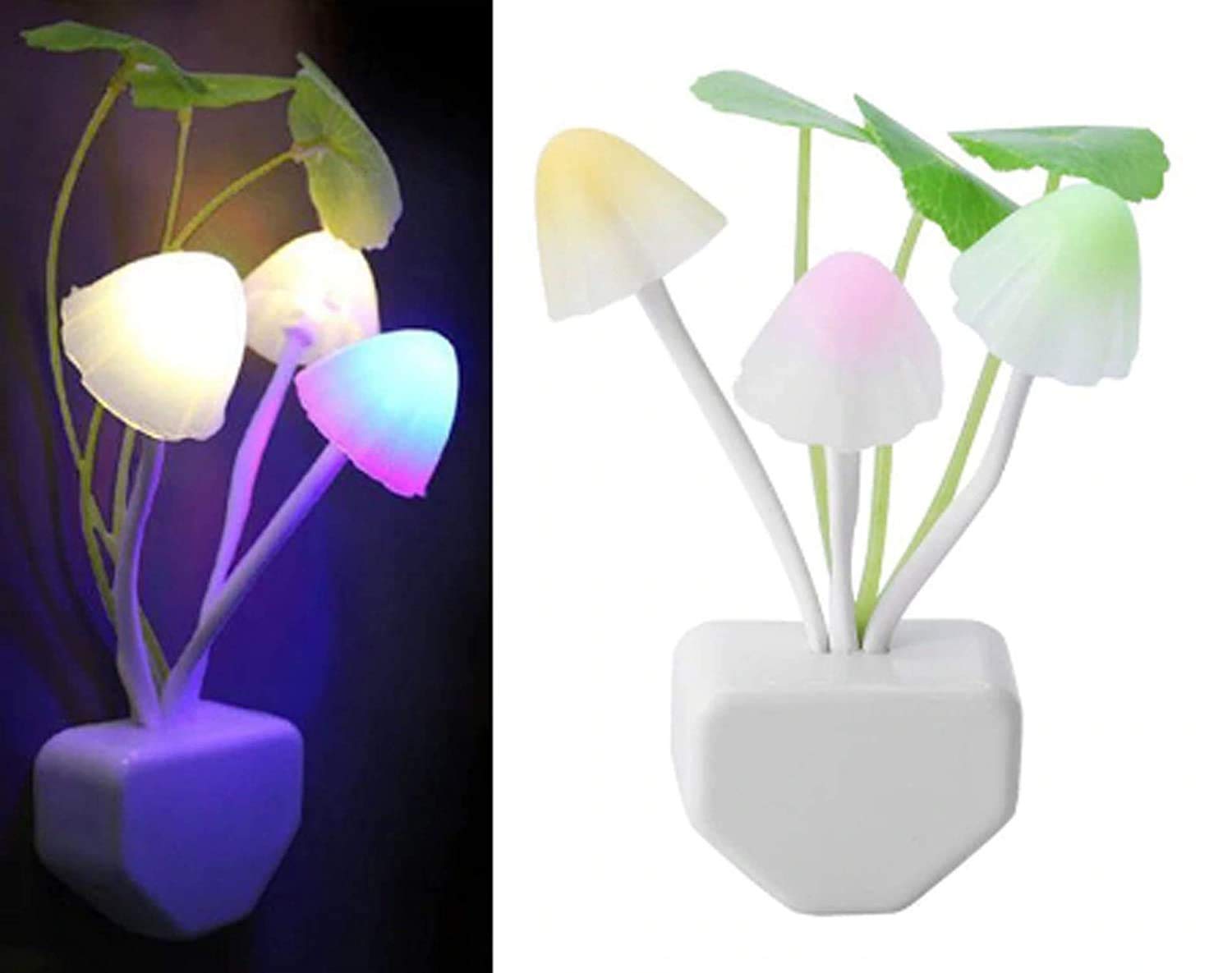 Elecsera Colour Changing LED Automatic Sensor Night Lamp, Multicolour, Mushroom