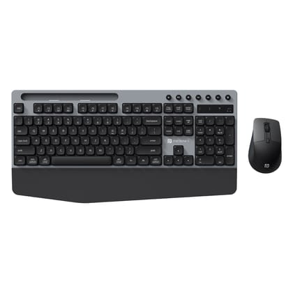 Portronics Key10 Combo 2.4 GHz Wireless, Multi-media Hotkeys, Smartphone Holder, Wrist-rest Comfort Portronics Key10 Combo 2.4 GHz Wireless, Multi-media Hotkeys, Smartphone Holder, Wrist-rest Comfort