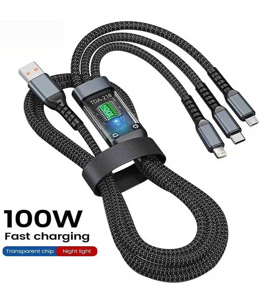 OLIVEOPS 1m Data Cables 3in1 - 100W Fast Charging - Black