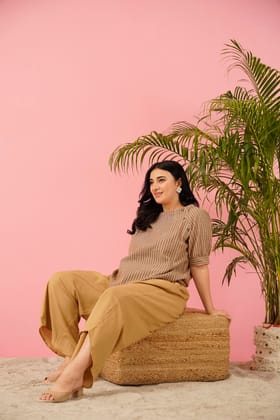 Brown Stripes Cotton Co-ord Set