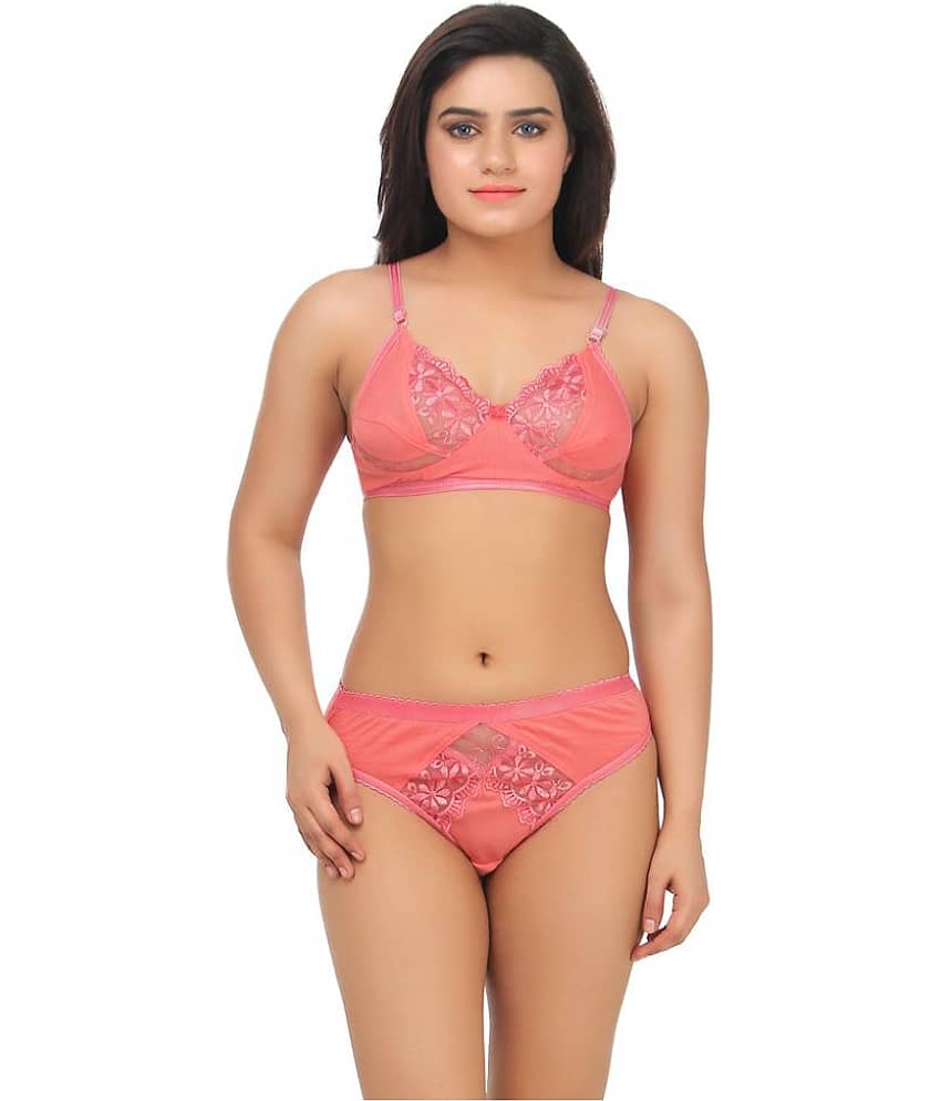 TCG Pink Cotton Lycra Bra & Panty Set