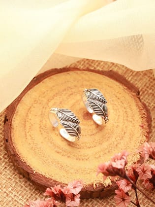 925 Sterling Silver Oxidised Dual  Leaf Minima Adjustable  Pair Of  Toe Ring