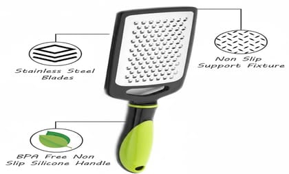Dark Wolf Stainless Steel Cheese Grater with Handle Fine Zester for Cheese Lemon Garlic Ginger Chocolate Green