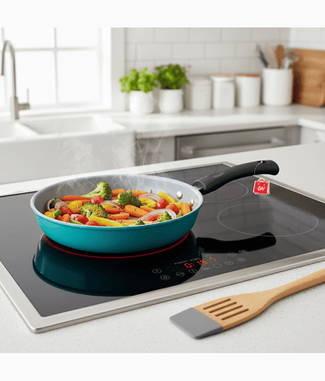 LAZYWINDOW Non-Stick Iron Fry Pan Induction Bottom without Lid 22 cm Diameter 1 Ltr