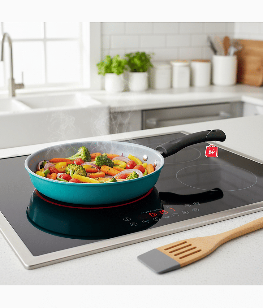 LAZYWINDOW Non-Stick Iron Fry Pan Induction Bottom without Lid 22 cm Diameter 1 Ltr