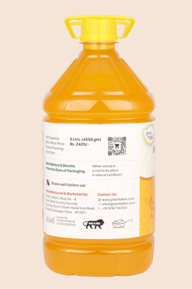 Green Habits Cold-Pressed Safflower Oil (5 Litre) | 100% Natural & Nutrient-Rich | Healthy Cooking