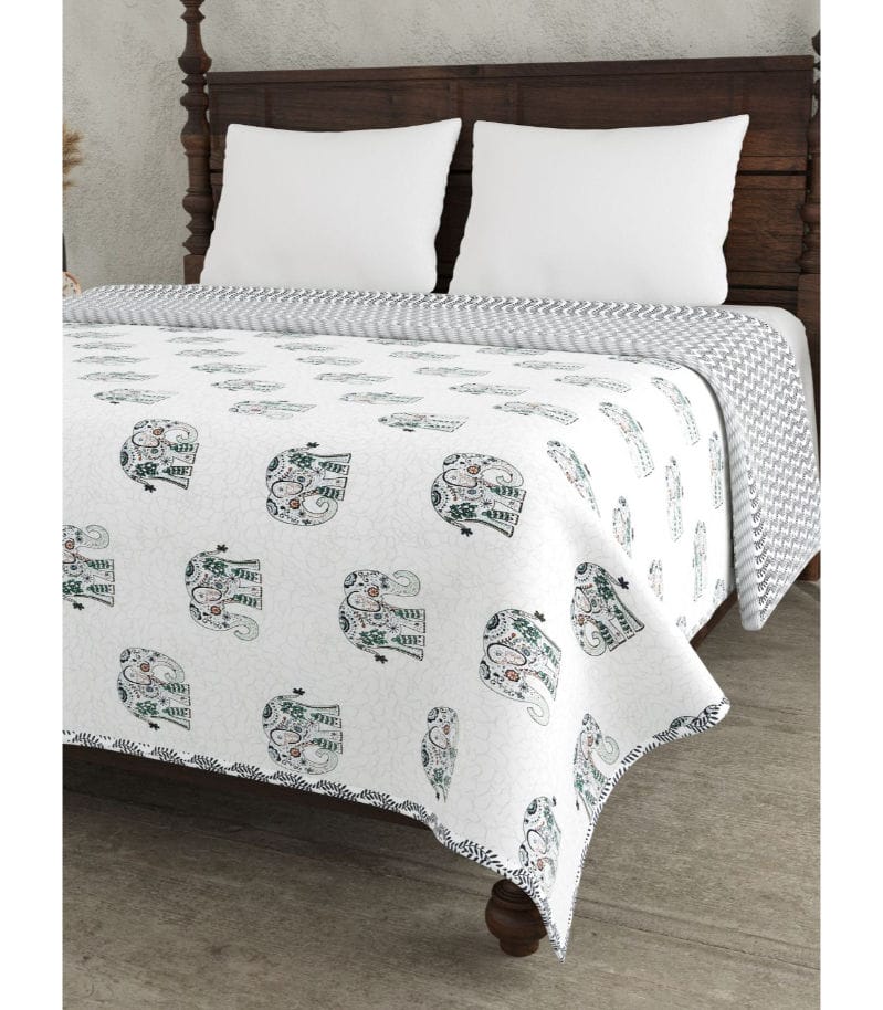 SoftGlow 100% Cotton AC Dohar Light Pink & Fresh Green | 150 GSM