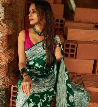 Zari Work Silk Saree With Blouse Piece