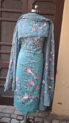 Hand-Painted Cotton Salwar Suit Set (Unstitched)