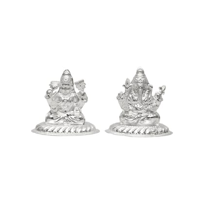Pure Silver Lakshmi Ganesh Idol Set | 925 Hallmarked Laxmi Ganesha Murti for Puja, Diwali Gift, Home Temple Décor