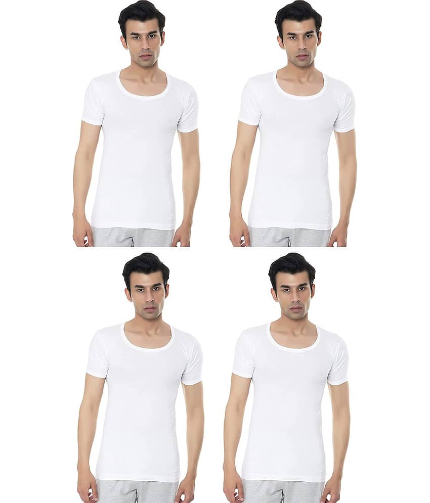 VIP Pack of 4 Cotton Basic Vest For Men ( White )