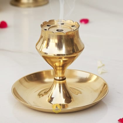 Brass God Temple Agardan, Agarbatti Stand Plate, Height : 2.6 Inch (FMAS637 B)