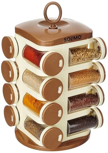 Solimo Plastic Revolving Spice Rack Set of 16 Pieces