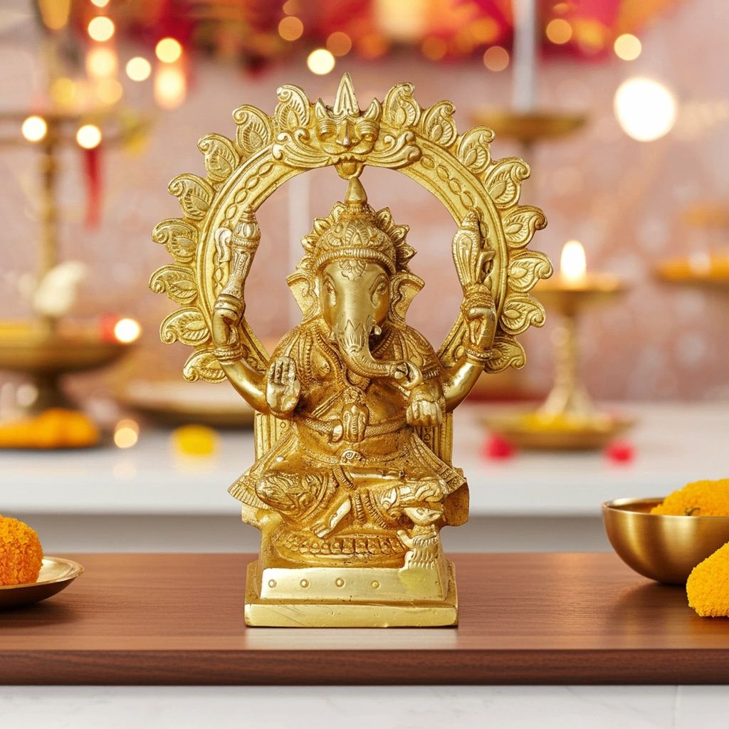 Brass Showpiece Ganesh Ji God Idol Statue (BSMAS1037 G)