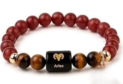 Aries Zodiac Bracelet for Men & Women Red Jasper & Tiger Eye Gemstone Bracelet, 8mm, Handmade Aries Zodiac Bracelet for Men & Women Red Jasper & Tiger Eye Gemstone Bracelet, 8mm, Handmade