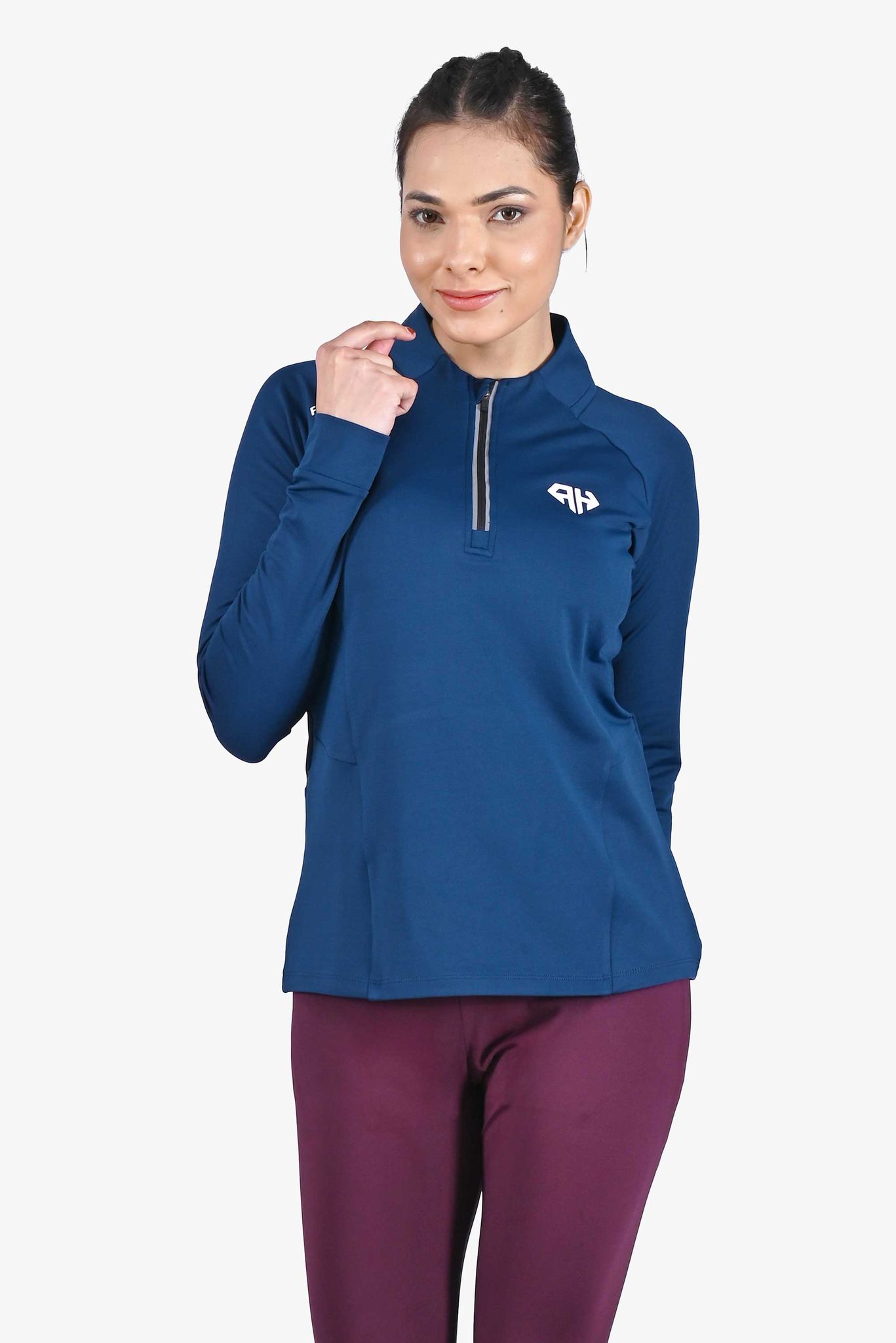 High Neck Navy Polo Jacket Women