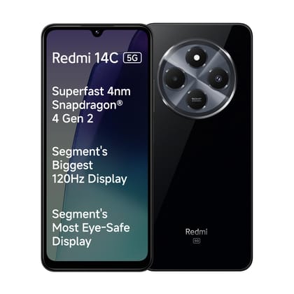Redmi 14C 5G (Stargaze Black, 6GB RAM, 128GB Storage) | Superfast 4nm Snapdragon 4 Gen 2 | 120Hz 17.47cm (6.88) Display | 5160mAh Battery | 50MP Dual Camera | Premium Starlight Design