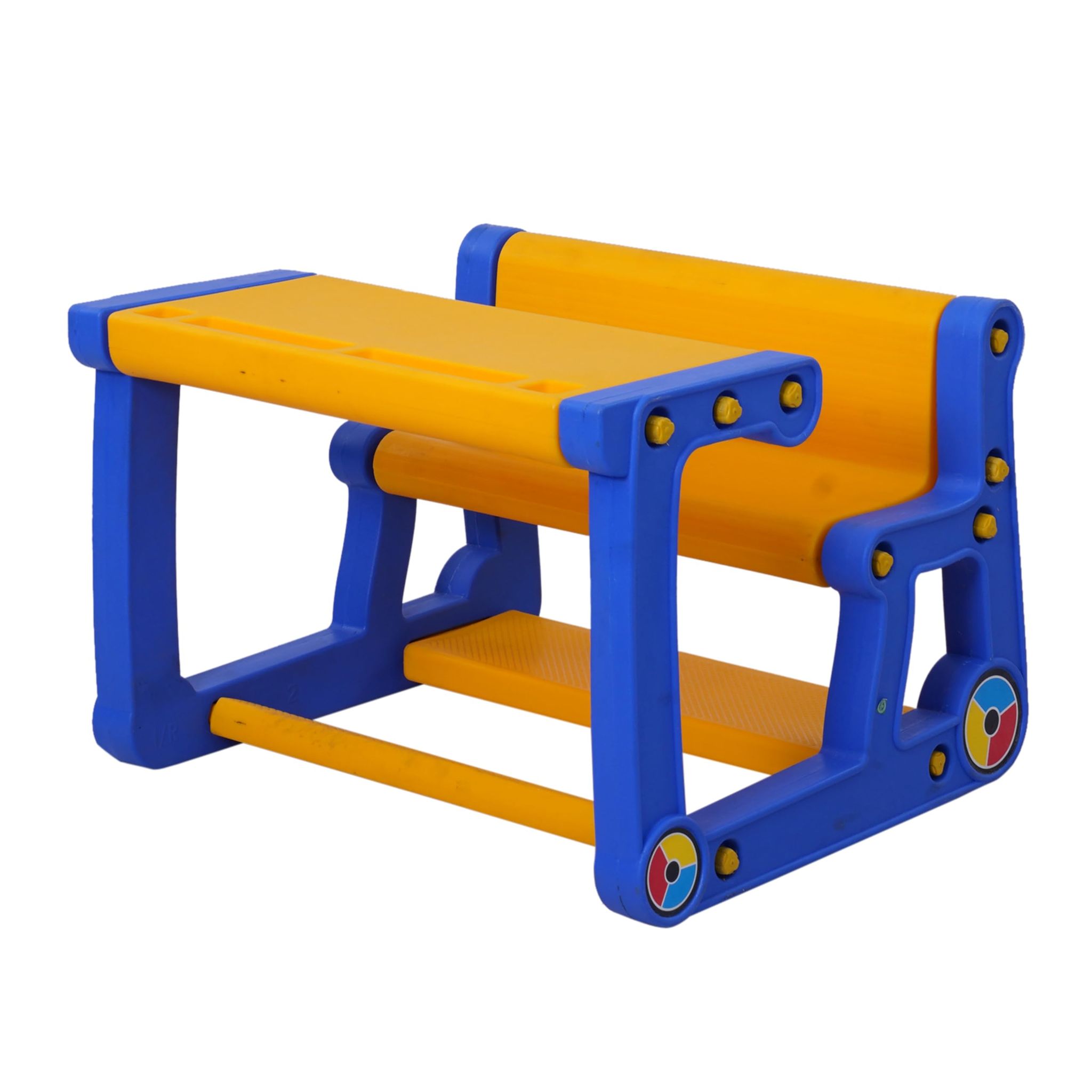 Supreme Kevin Heavy Duty Moulded Plastic Study Table/School Bench for Kids, Toddlers, Preschoolers, Yellow, Blue