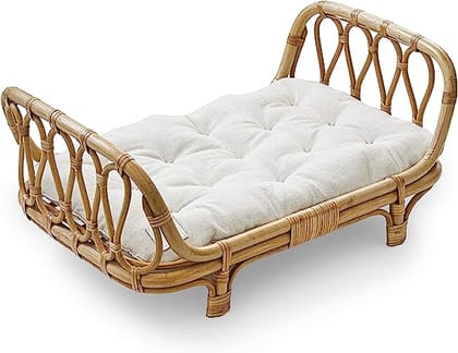Wooden Rattan Baby Doll Bed