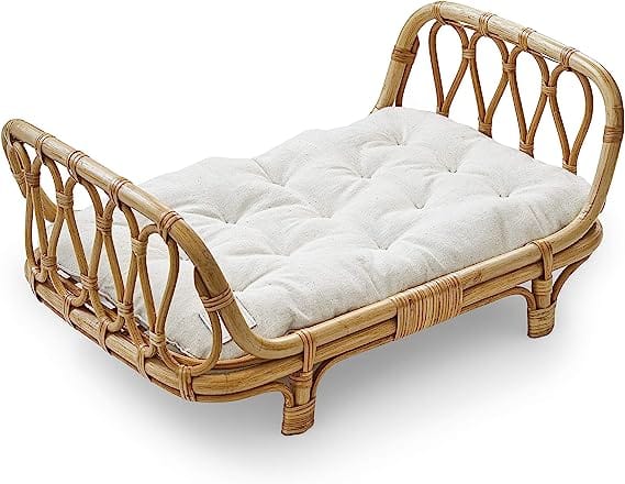 Wooden Rattan Baby Doll Bed