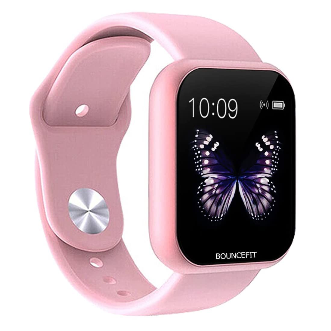 Bouncefit D20 Y68 Fitness Band Smart Watch for Men, Women, Boys, Girls, Kids – Single Touch Interface, Water Resistant, Workout Modes, Quick Charge Sports Smartwatch – Pink Pink / Standard Size