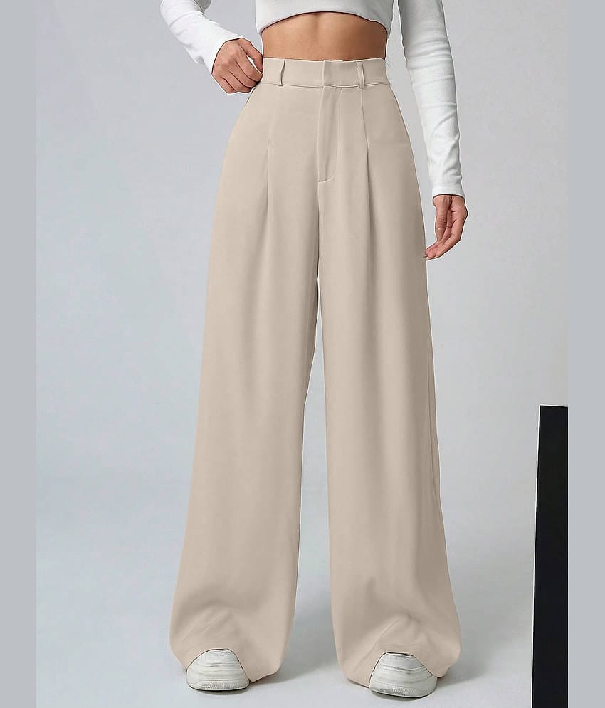 Aahwan Pack of 1 Polyester Relaxed Women's Casual Pants ( Cream )