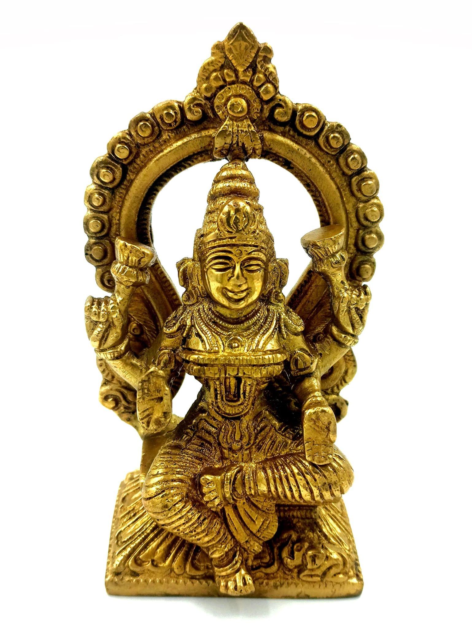 Arihant Craft� Hindu Goddess Lakshmi Idol Laxmi Statue Maa Lakshmi Sculpture Hand Work Showpiece � 15 cm (Brass, Gold)
