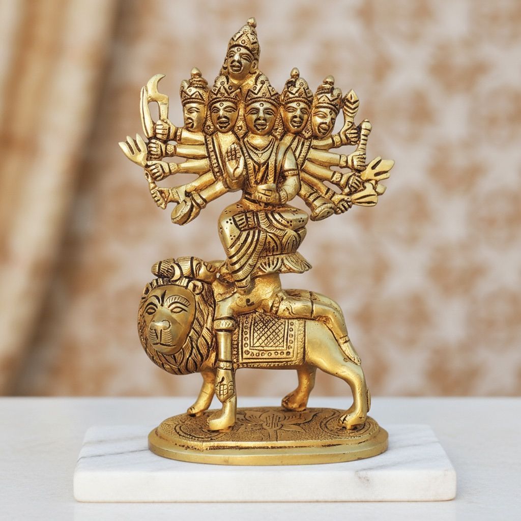 Handcrafted Brass Maa Kamakhya Devi God Idol Statue for Puja Room, Height : 9.5 Inch (BSMAS1788 B)