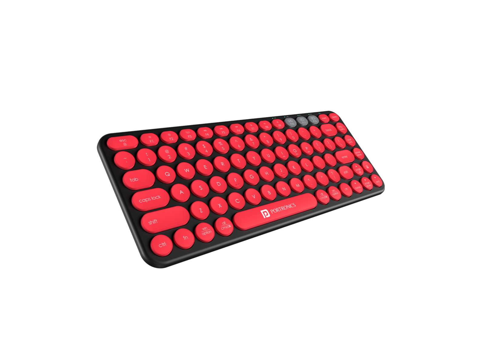 Portronics Bubble 2.0 Wireless Keyboard with Bluetooth + 2.4 GHz Receiver, Connect 3 Devices, Compact TKL Size, 10m Working Range, Function Shortcut Keys, for Laptop, PC, Smartphone, Tablet - Black