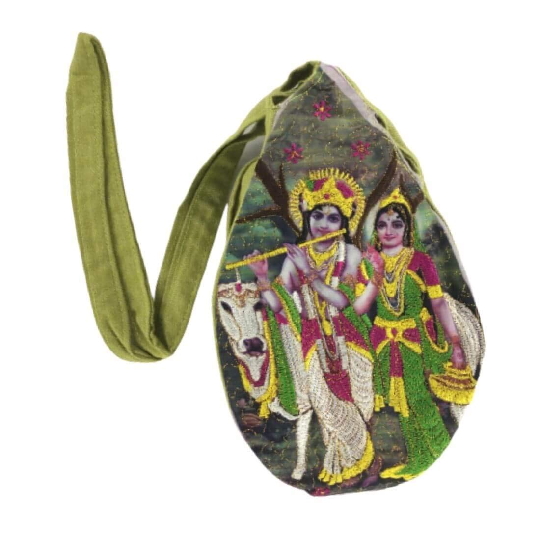 MAYAPURI Radha Krishna Embroidery Chanting Bag/Japa Bag with Zip Pocket (Pack of 1)