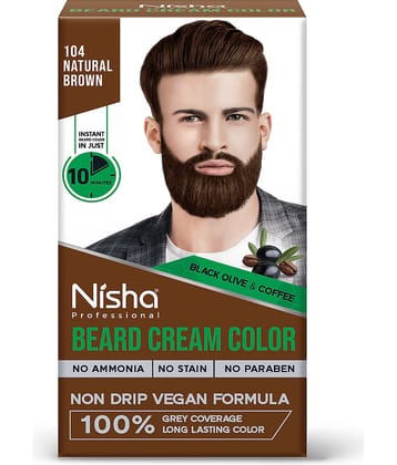 Nisha Beard Colour for Men Natural Brown 40g, Professional Beard Hair Colour, Ammonia Free Beard Cream Hair Color