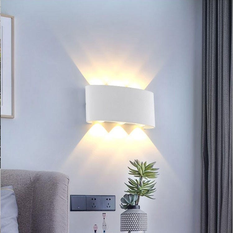 SPARKWORLD Aluminum LED Up & Down Wall Light Warm White | White Shockproof Body | Modern Indoor Wall Lamp (3+3) | Colour: 3+3 (WhiteBody) (WW)