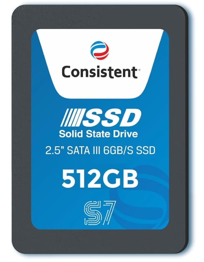 Consistent SSD 512GB 2.5 Inch SATA Internal SSD - Read: 550MB/s & Write: 500MB/s - Solid-State Drive 5 Year Warranty (512, GB)