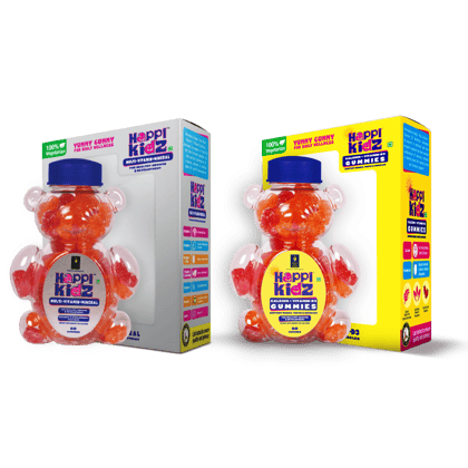 British Life Sciences Happi Kidz Calcium + Vitamin D3 Gummies & Happi Kidz Multivitamin Gummies Combo | Natural, Strong Bones, Muscles and Teeth, Boosts Immunity