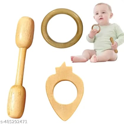 Baby Neem Teether & Soother | Organic Comfort for Little Gums ( Pack of 3 Different Shapes)