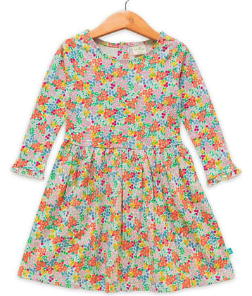Juscubs Cotton Fit And Flare Dress For Girls ( Pack of 1 , Multicolor )
