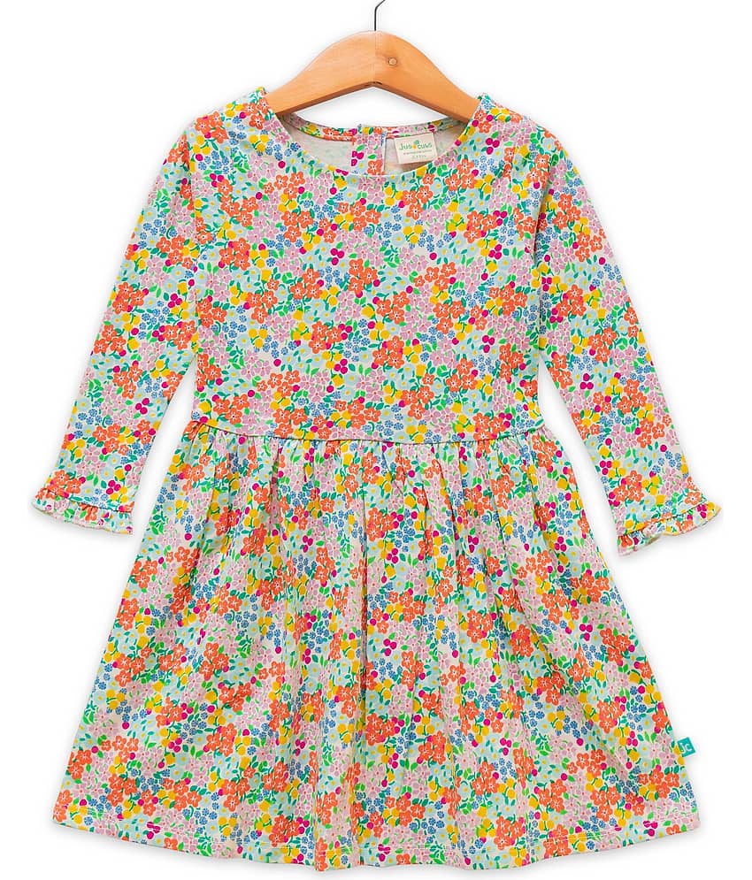 Juscubs Cotton Fit And Flare Dress For Girls ( Pack of 1 , Multicolor )