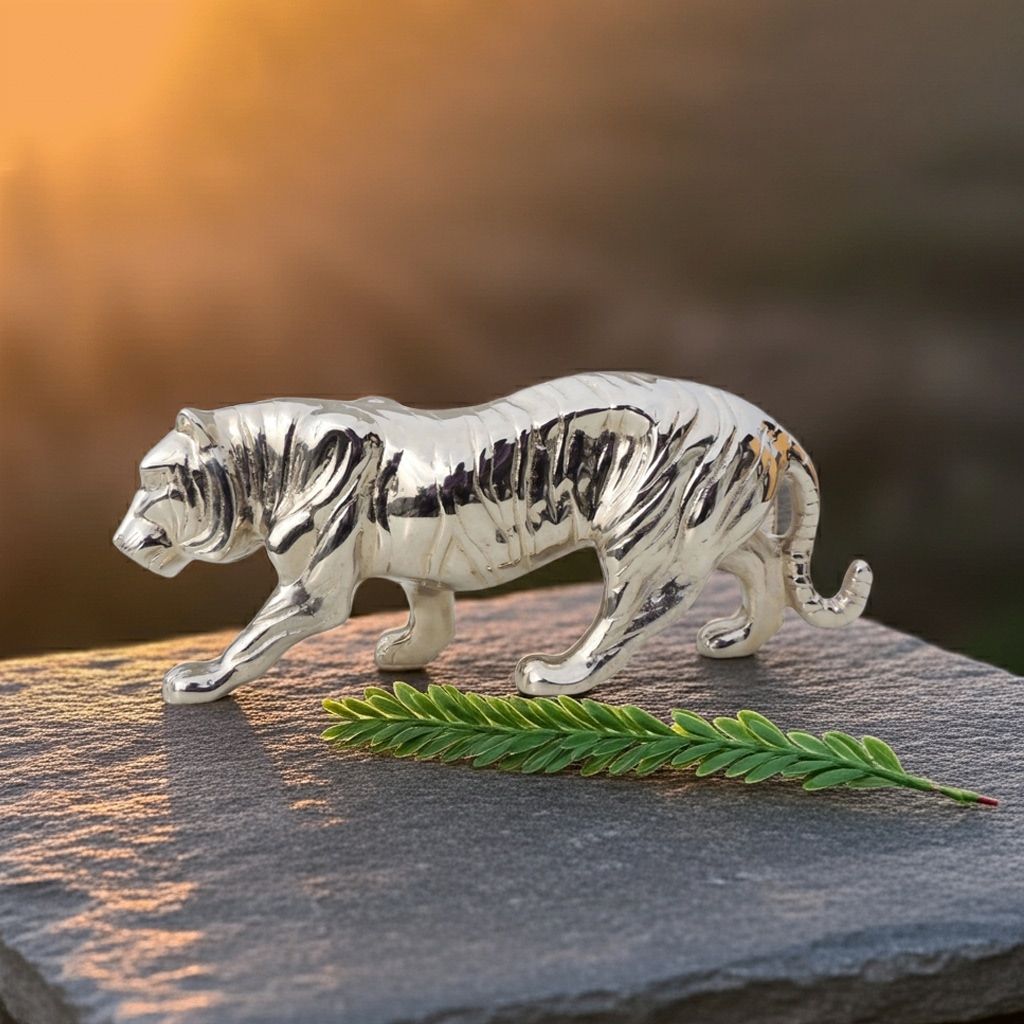 Aluminium Home Decorative Tiger Showpiece Statue (ANMAS262 S)