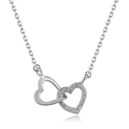 unique fashion jewelry 925 pendant 8 necklace sterling silver 18k gold plated double heart necklaces for women