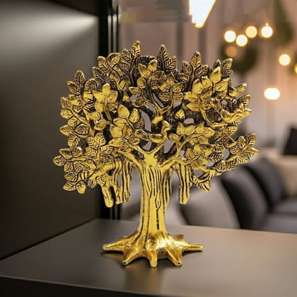 Aluminium Kalpavriksha Tree Statue | Vastu Home Decor, Height : 8 Inch (ASMAS534 G)